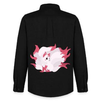 Kitsune Kawaii Cartoon Illustration Artwork für Ki - Männer Oxford Hemd von Stanley/Stella - Schwarz - Hinten - AI Model Male 185 dark (185cm)