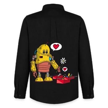 Robot in love - Men's Oxford Shirt by Stanley/Stella - black - Back - AI Model Male 185 dark (185cm)