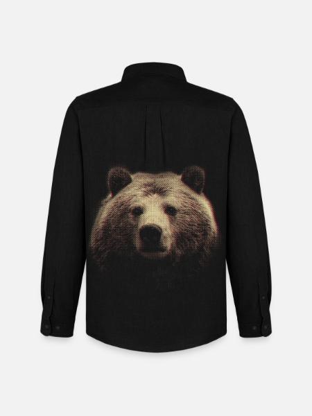 Red Halftone Bear Head - Men's Oxford Shirt by Stanley/Stella - black