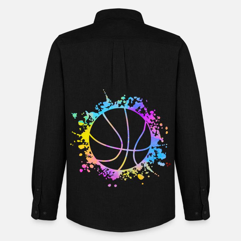 Basketball Farbspritzer Farbklecks - Männer Oxford Hemd von Stanley/Stella - Schwarz