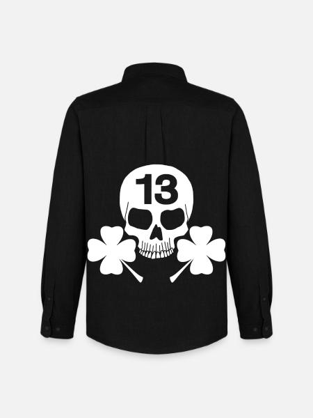 Lucky White Skull - Men's Oxford Shirt by Stanley/Stella - black