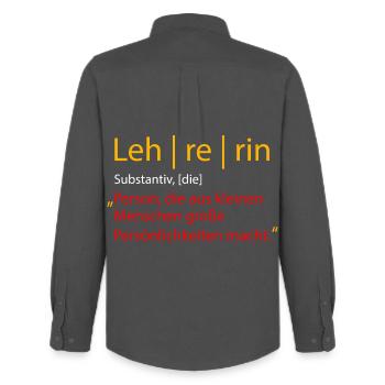 Lehrerin - Männer Oxford Hemd von Stanley/Stella - Anthrazit - Hinten - AI Model Male 185 dark (185cm)