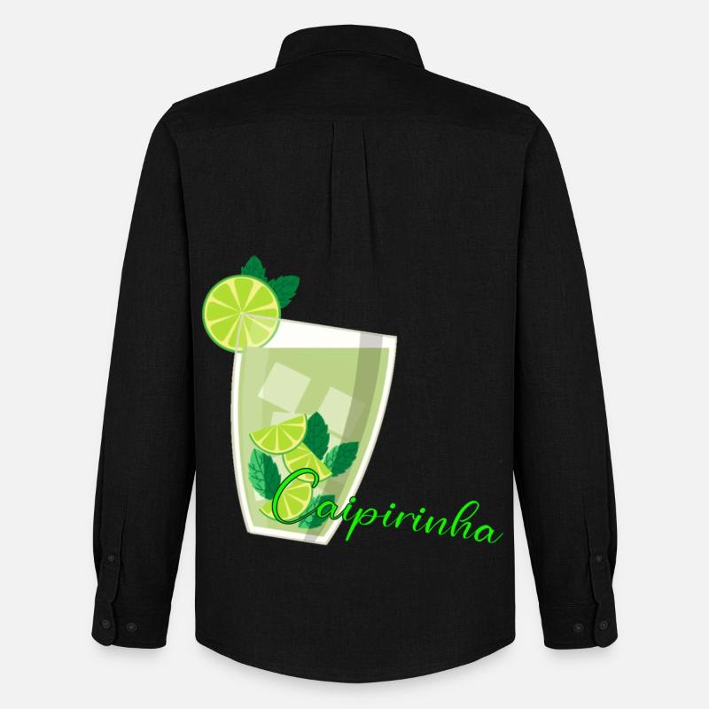 Caipirinha Glas mit Limetten Mint - Männer Oxford Hemd von Stanley/Stella - Schwarz