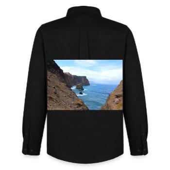 Madeira Portugal Poster - Männer Oxford Hemd von Stanley/Stella - Schwarz - Hinten - AI Model Male 185 dark (185cm)