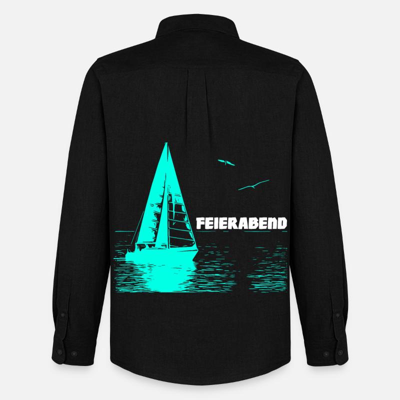 Feierabend Segelboot und 2 Möwen - Männer Oxford Hemd von Stanley/Stella - Schwarz