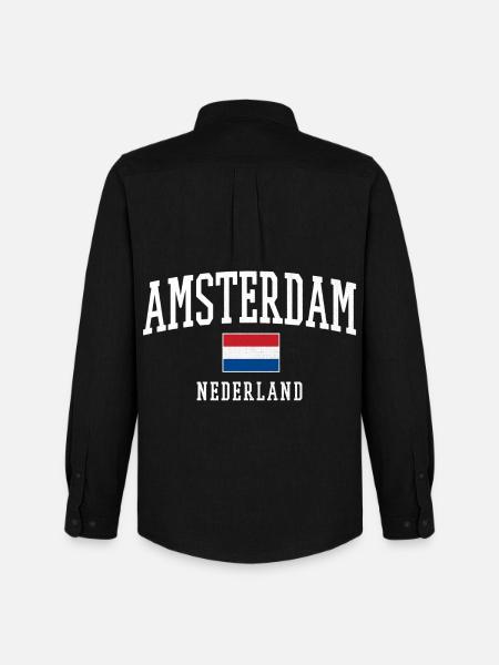 Amsterdam NL Flag Design - Men's Oxford Shirt by Stanley/Stella - black