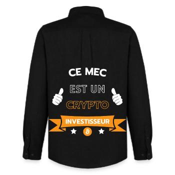 Ce mec est un crypto investisseur - Chemise Oxford homme Stanley/Stella - noir - Dos - AI Model Male 185 dark (185cm)