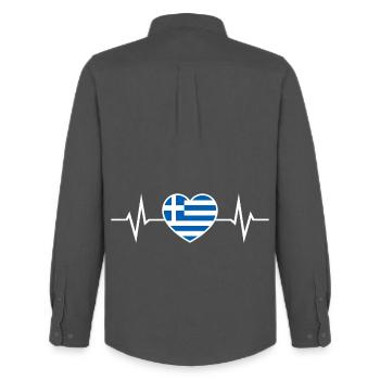 Grèce Heartbeat ECG Drapeau grec - Chemise Oxford homme Stanley/Stella - charbon - Dos - AI Model Male 185 dark (185cm)