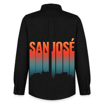 San Jose USA - Men's Oxford Shirt by Stanley/Stella - black - Back - AI Model Male 185 dark (185cm)