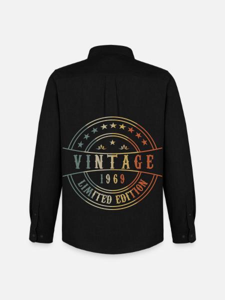 Vieux millésime (1969) - Chemise Oxford homme Stanley/Stella - noir