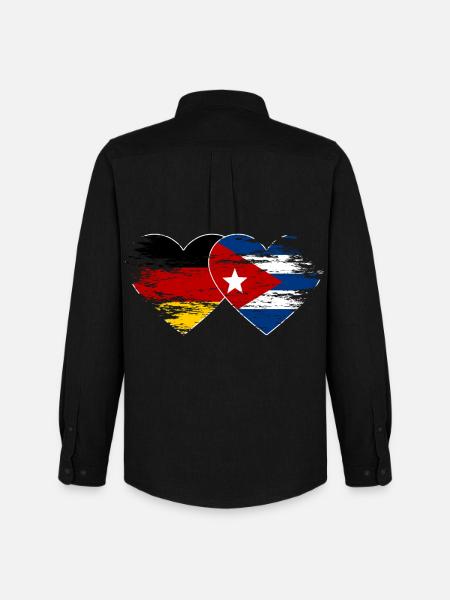 Germany Cuba flag used heart - Men's Oxford Shirt by Stanley/Stella - black