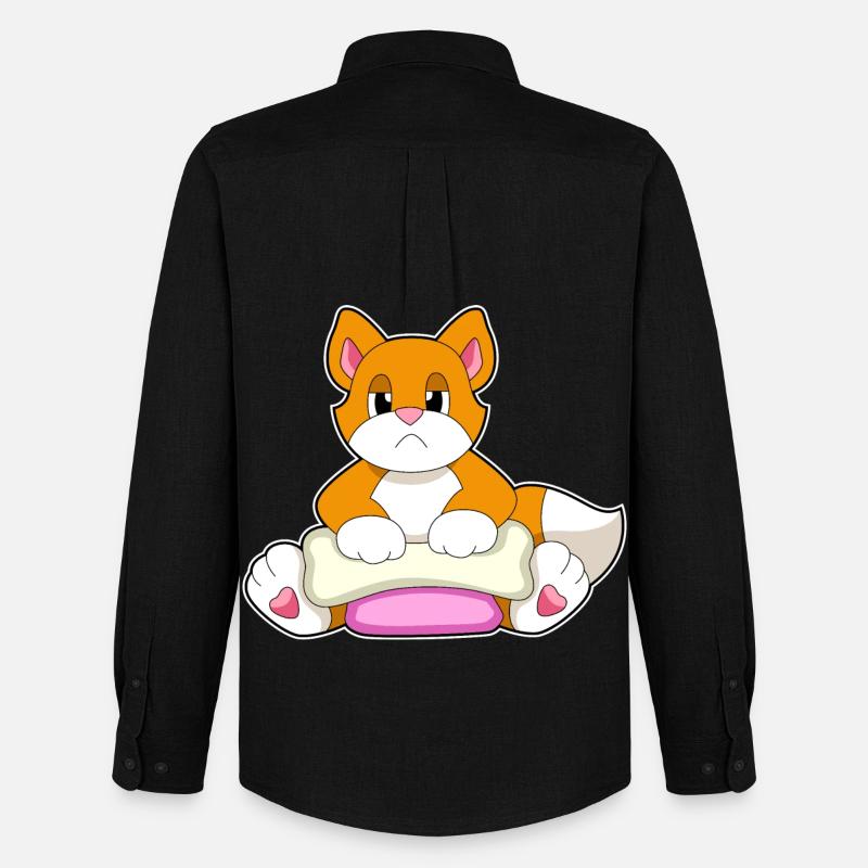 Katze Knochen - Männer Oxford Hemd von Stanley/Stella - Schwarz