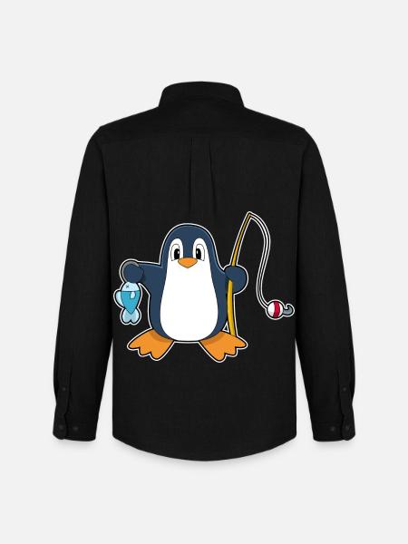 Penguin Angler Fish Fishing - Men's Oxford Shirt by Stanley/Stella - black