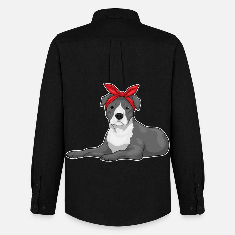 Pitbull Haarschleife - Männer Oxford Hemd von Stanley/Stella - Schwarz