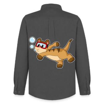 Meerkat Diver Swimming Goggles Diving - Men's Oxford Shirt by Stanley/Stella - anthracite - Back - AI Model Male 185 dark (185cm)