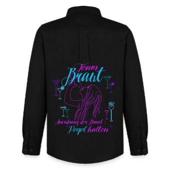Team Braut JGA Line Art lustiger Spruch - Männer Oxford Hemd von Stanley/Stella - Schwarz - Hinten - AI Model Male 185 dark (185cm)