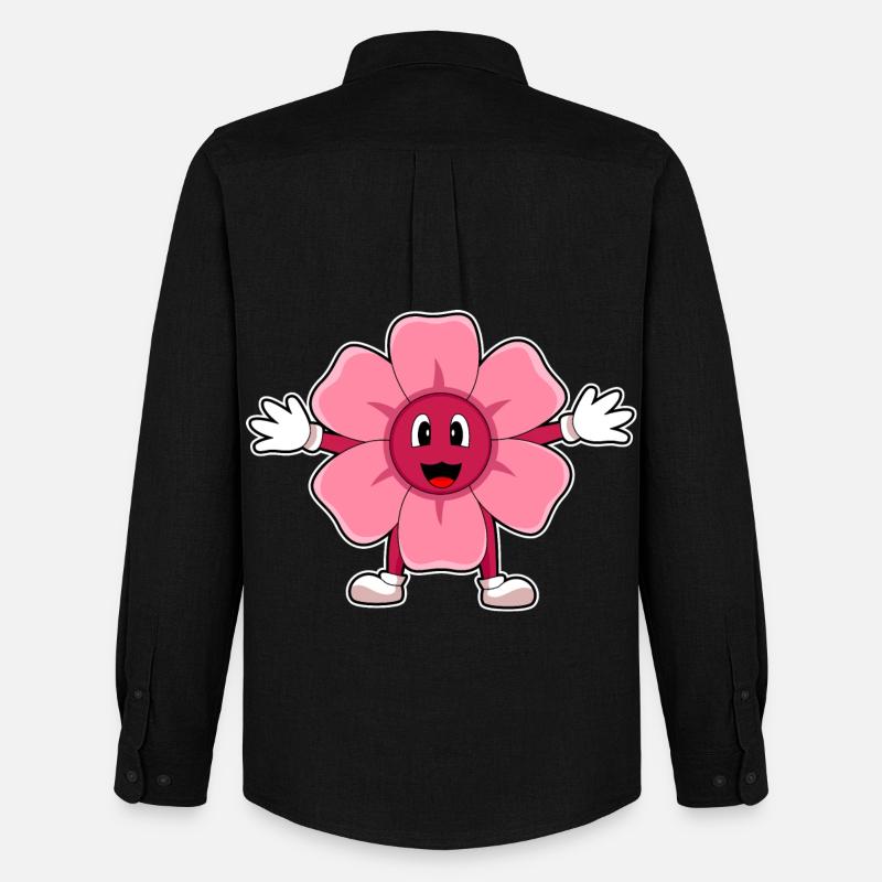 Pinke Blume - Männer Oxford Hemd von Stanley/Stella - Schwarz