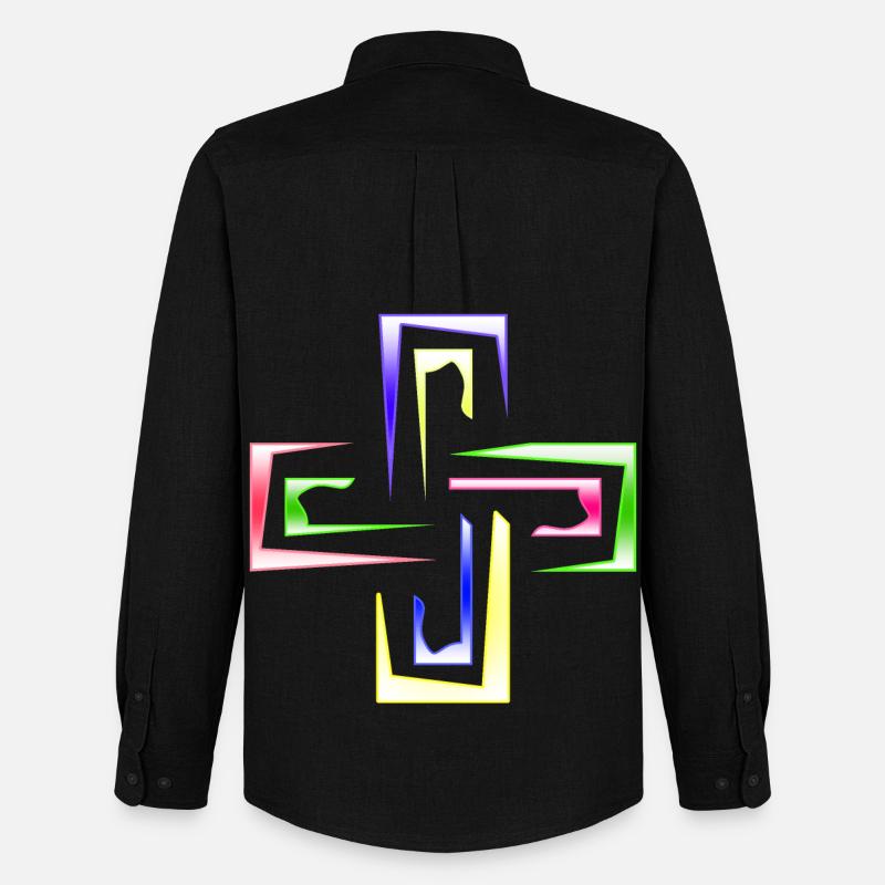 Neon Prism Frames abstraktes Logo - Männer Oxford Hemd von Stanley/Stella - Schwarz