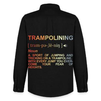 Définition du saut de trampoline - Chemise Oxford homme Stanley/Stella - noir - Dos - AI Model Male 185 dark (185cm)