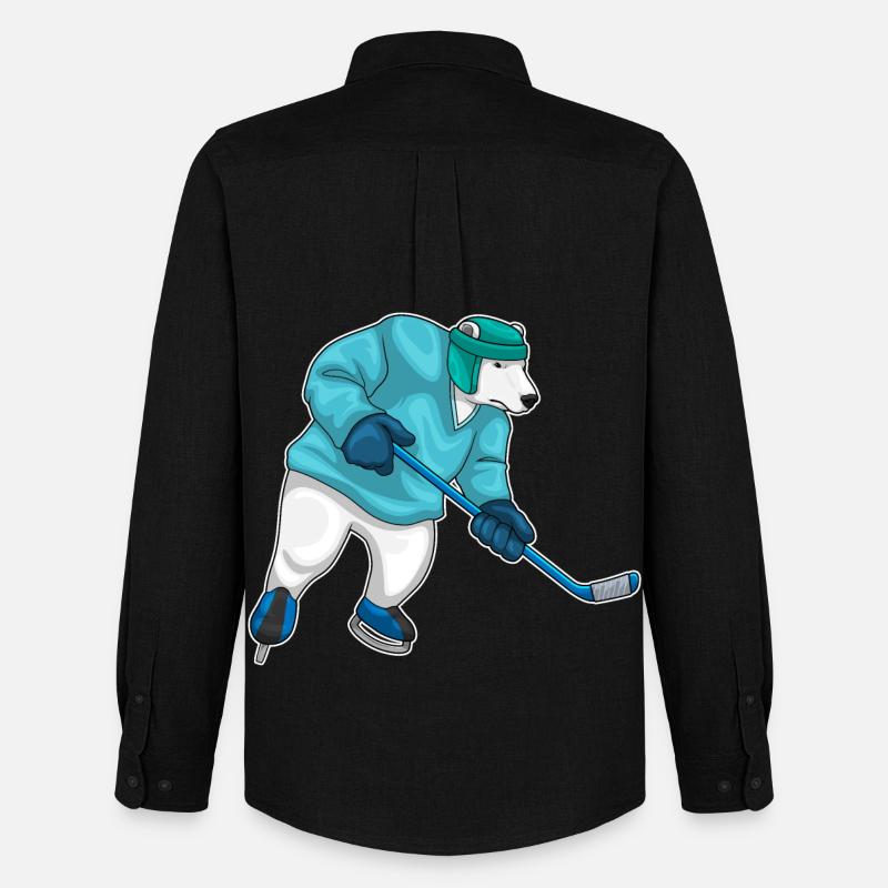 Eisbär Eishockey Eishockeyschläger - Männer Oxford Hemd von Stanley/Stella - Schwarz