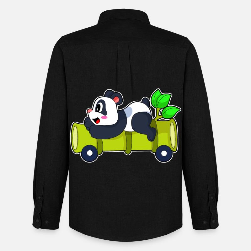 Panda Bambus Auto - Männer Oxford Hemd von Stanley/Stella - Schwarz