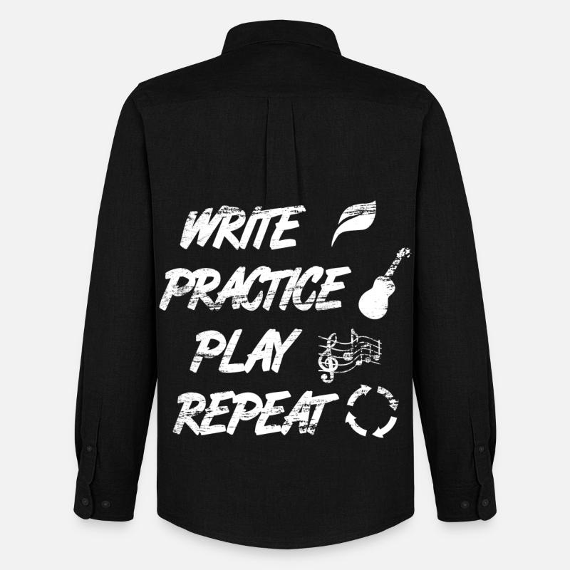 Write Practice Play Repeat - Männer Oxford Hemd von Stanley/Stella - Schwarz