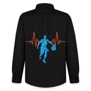 ECG Heartbeat Basketball Pulse | Couleurs changeantes - Chemise Oxford homme Stanley/Stella - noir - Dos - AI Model Male 185 dark (185cm)
