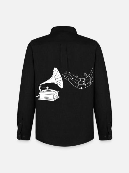 White gramophone and music - Men's Oxford Shirt by Stanley/Stella - black