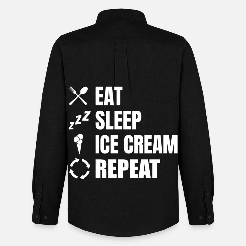 Eat Sleep Ice Cream Repeat - Männer Oxford Hemd von Stanley/Stella - Schwarz