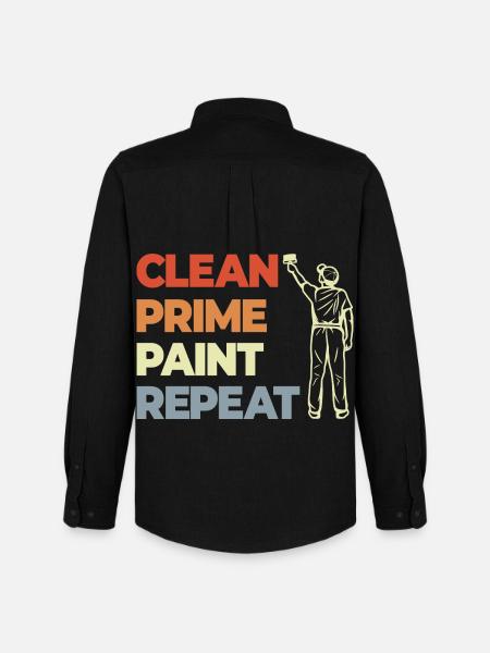 Clean Prime Paint Repeat - Männer Oxford Hemd von Stanley/Stella - Schwarz