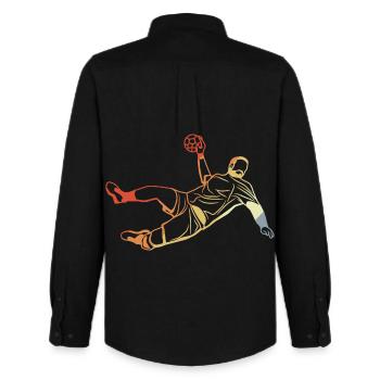 Retro Handball Player - Men's Oxford Shirt by Stanley/Stella - black - Back - AI Model Male 185 dark (185cm)