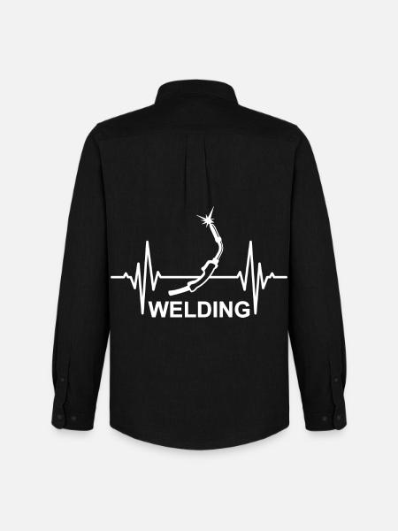 Welding Heartbeat - Men's Oxford Shirt by Stanley/Stella - black