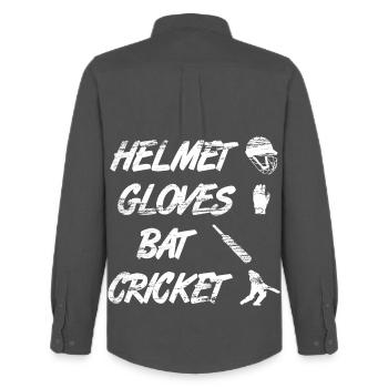 Helmet Gloves Bat Cricket - Men's Oxford Shirt by Stanley/Stella - anthracite - Back - AI Model Male 185 dark (185cm)