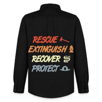 Rescue Extinguish Recover Protect - Men's Oxford Shirt by Stanley/Stella - black - Back - AI Model Male 185 dark (185cm)