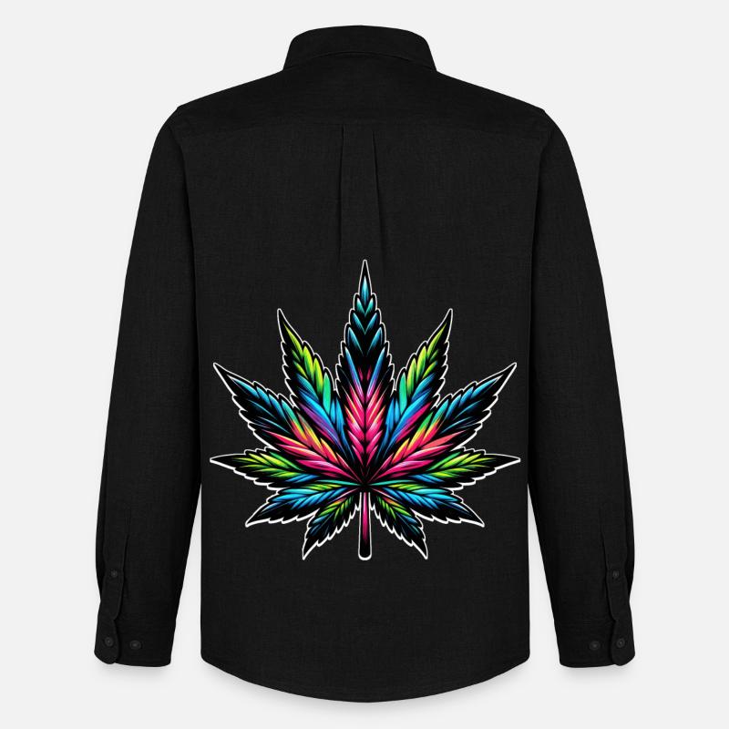 Cannabis Neon psychedelisches Design - Männer Oxford Hemd von Stanley/Stella - Schwarz