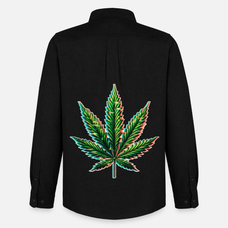 Cannabis Glitch - Männer Oxford Hemd von Stanley/Stella - Schwarz