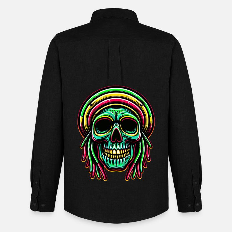Reggae-Schädel Dekofigur Rasta-Kultur - Männer Oxford Hemd von Stanley/Stella - Schwarz