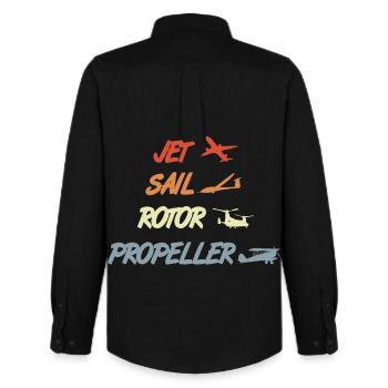 Retro Airplane Models - Men's Oxford Shirt by Stanley/Stella - black - Back - AI Model Male 185 dark (185cm)
