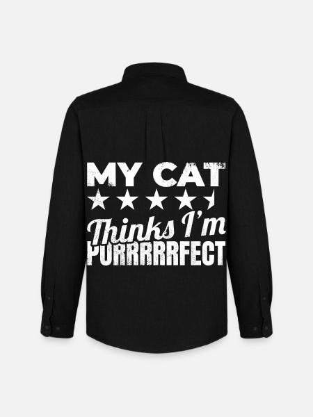 Mon chat me trouve ronronnant - Chemise Oxford homme Stanley/Stella - noir