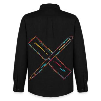 Drawing with pen and ruler - Men's Oxford Shirt by Stanley/Stella - black - Back - AI Model Male 185 dark (185cm)
