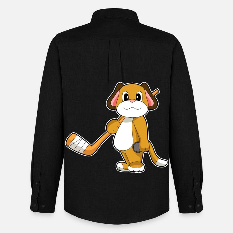 Hund Eishockey Eishockeyschläger - Männer Oxford Hemd von Stanley/Stella - Schwarz