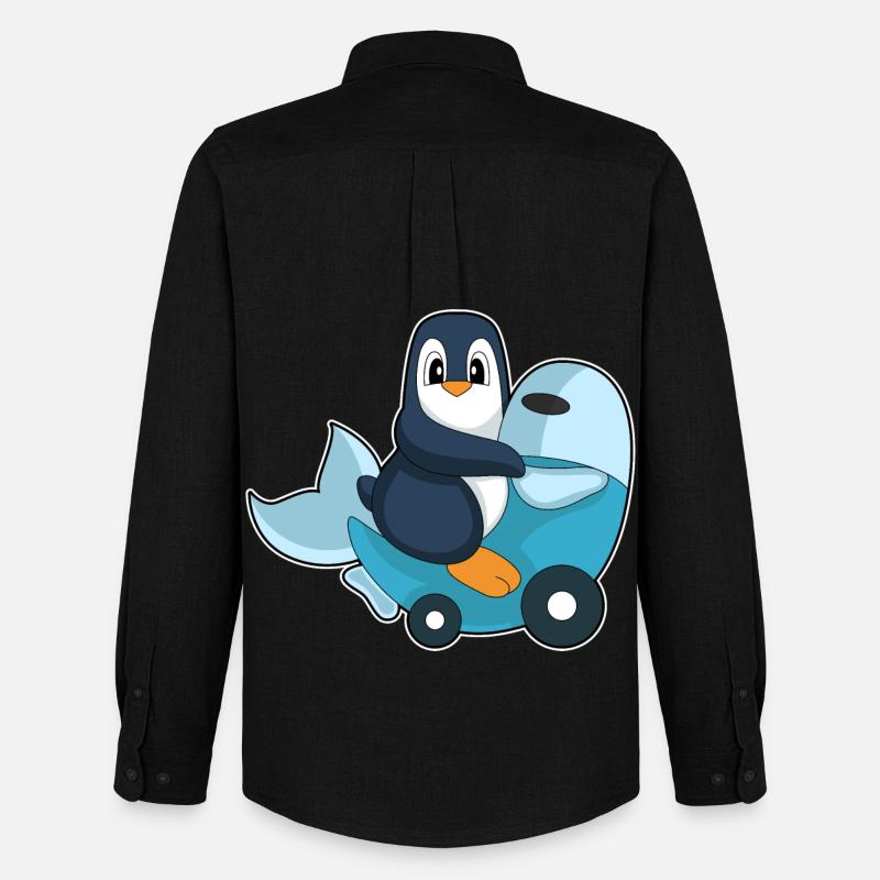 Pinguin Motorroller - Männer Oxford Hemd von Stanley/Stella - Schwarz