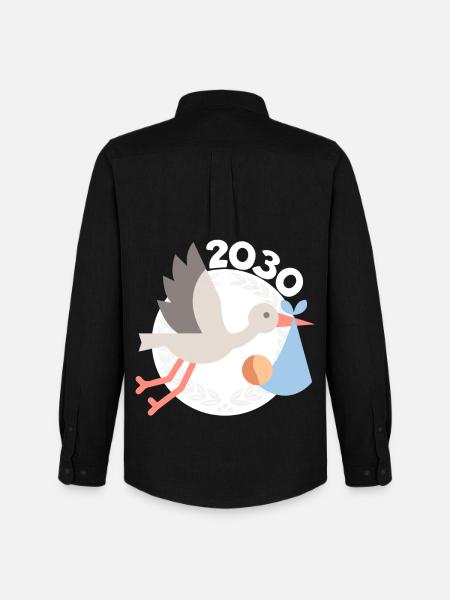 Cigogne avec bébé 2030 - Chemise Oxford homme Stanley/Stella - noir