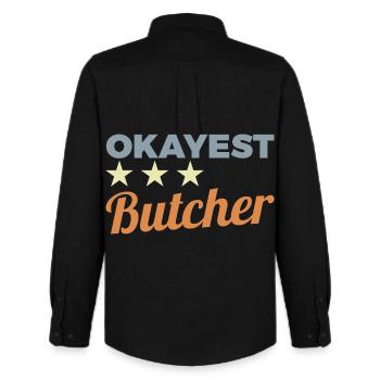 Boucher moyen - Chemise Oxford homme Stanley/Stella - noir - Dos - AI Model Male 185 dark (185cm)