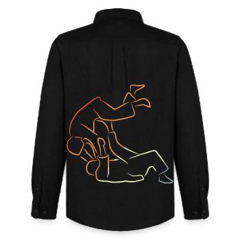 Judo Fighter Drawing - Men's Oxford Shirt by Stanley/Stella - black - Back - AI Model Male 185 dark (185cm)