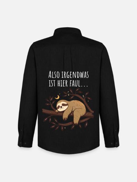 Something's Fishy Here | Sloth Gift - Men's Oxford Shirt by Stanley/Stella - black