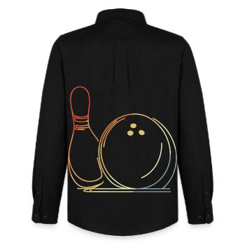 Bowling Ball and Pin Sketch - Men's Oxford Shirt by Stanley/Stella - black - Back - AI Model Male 185 dark (185cm)