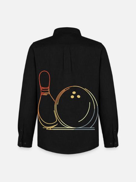Bowling Ball and Pin Sketch - Men's Oxford Shirt by Stanley/Stella - black
