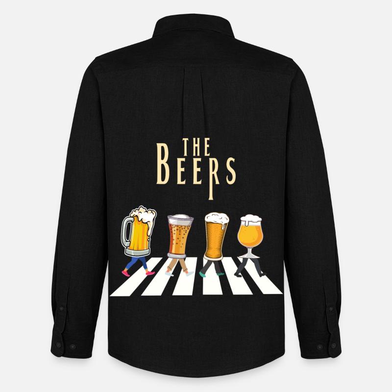 Individuelles Design des Bierbar-Musters - Männer Oxford Hemd von Stanley/Stella - Schwarz