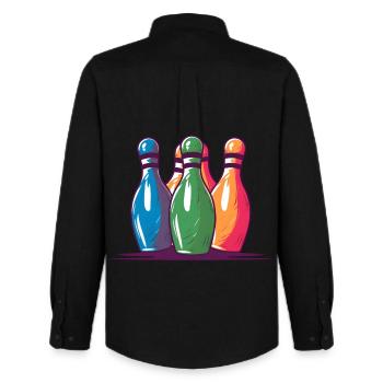 Bowling Pins Comic Style - Men's Oxford Shirt by Stanley/Stella - black - Back - AI Model Male 185 dark (185cm)